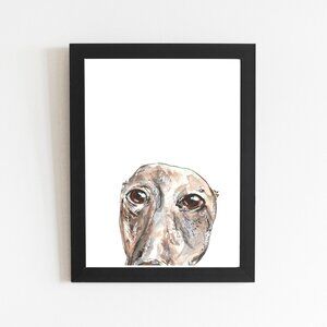 Greyhound Dog Art Print, Custom Dog Watercolor Illustration Traditional Drawing